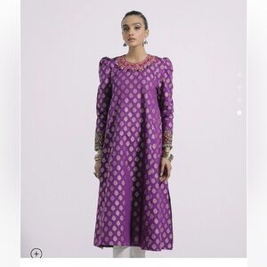 Purple Embroidered Long Dress
